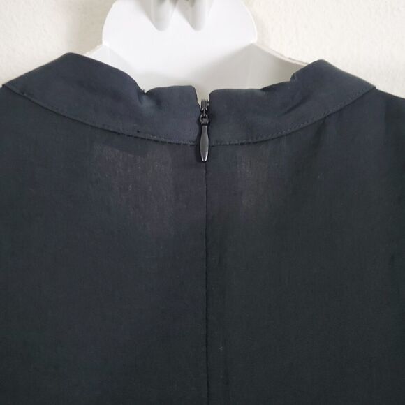 Avec Les Filles Dress Womens XS Black Ruffles Faux Wrap Mini Satin - Picture 10 of 12